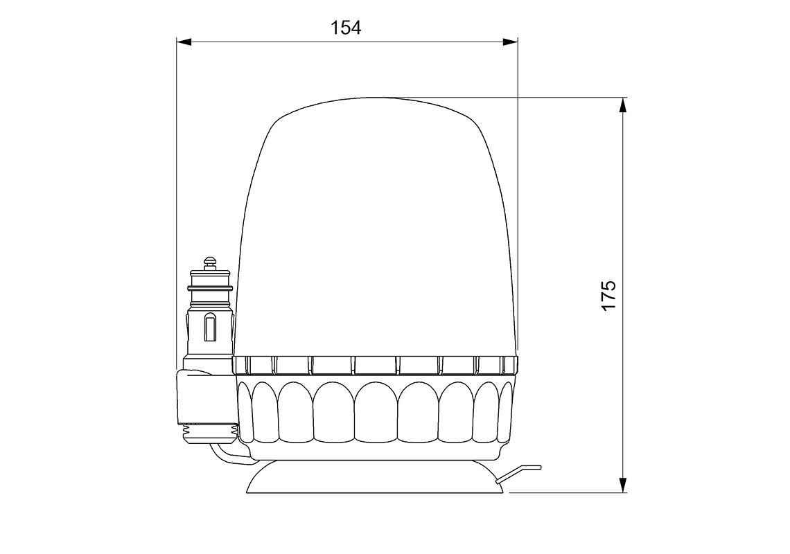 Rundumkennleuchte TAURUS, mit Magnetfuss, Roll-Cable, 23W, mit gelieferten H1 12 und 24V Glühbirnen